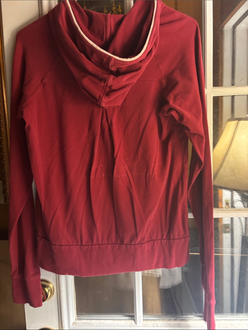 Nike Women’s Burgundy Zip-Up Hoodie Jacket with White Trim - Picture 8 of 9